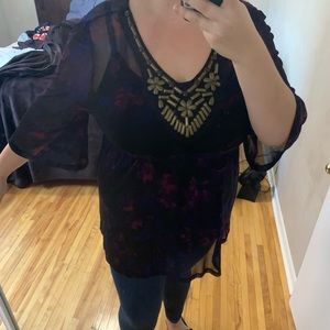 2 layered long sleeve top with beading